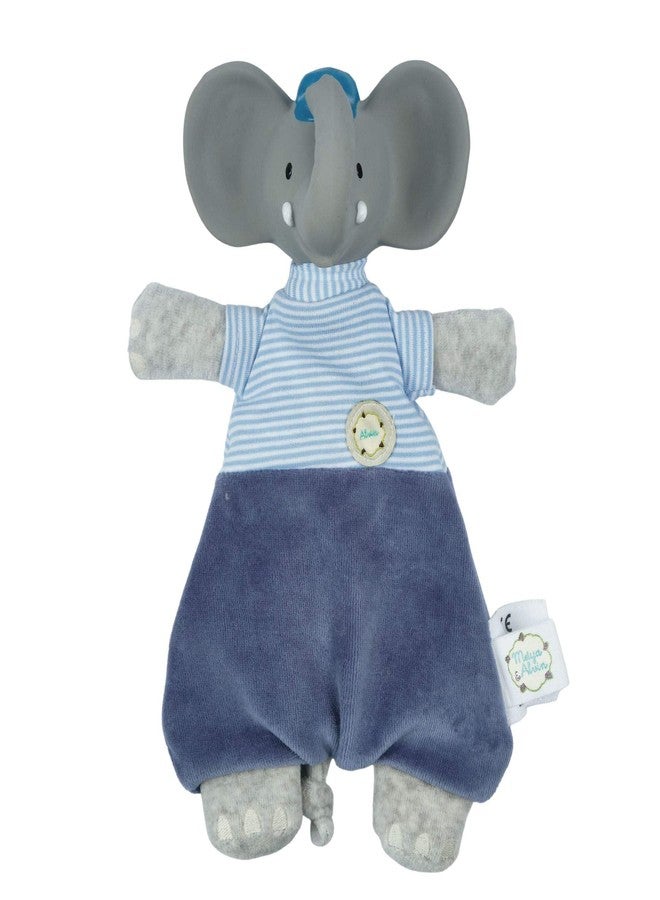Tikiri Alvin The Elephant Velour Lovey – 11.4 x 6.3 in Baby Comforter with Organic Natural Rubber Teether Head | Soft Cotton Body, Eco-Friendly Recycled Fill | Safe Non-Toxic Baby Gift - Image 1